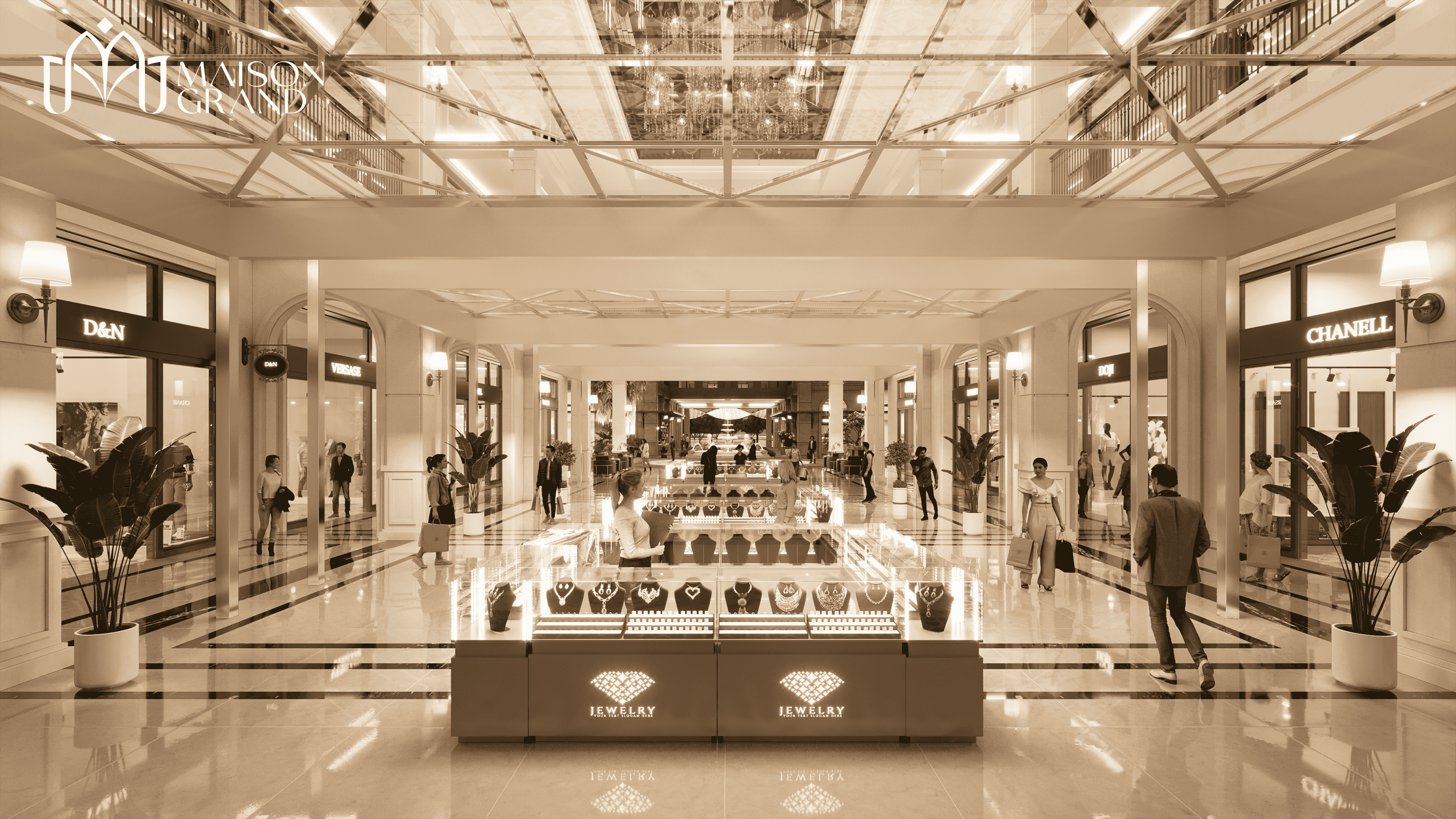 sảnh trung tâm thương mại maison grand