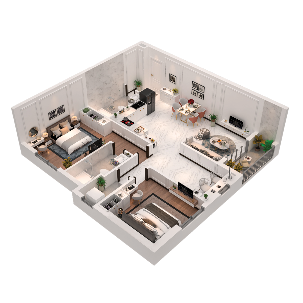 thiết kế căn hộ 2pn,2wc maison grand