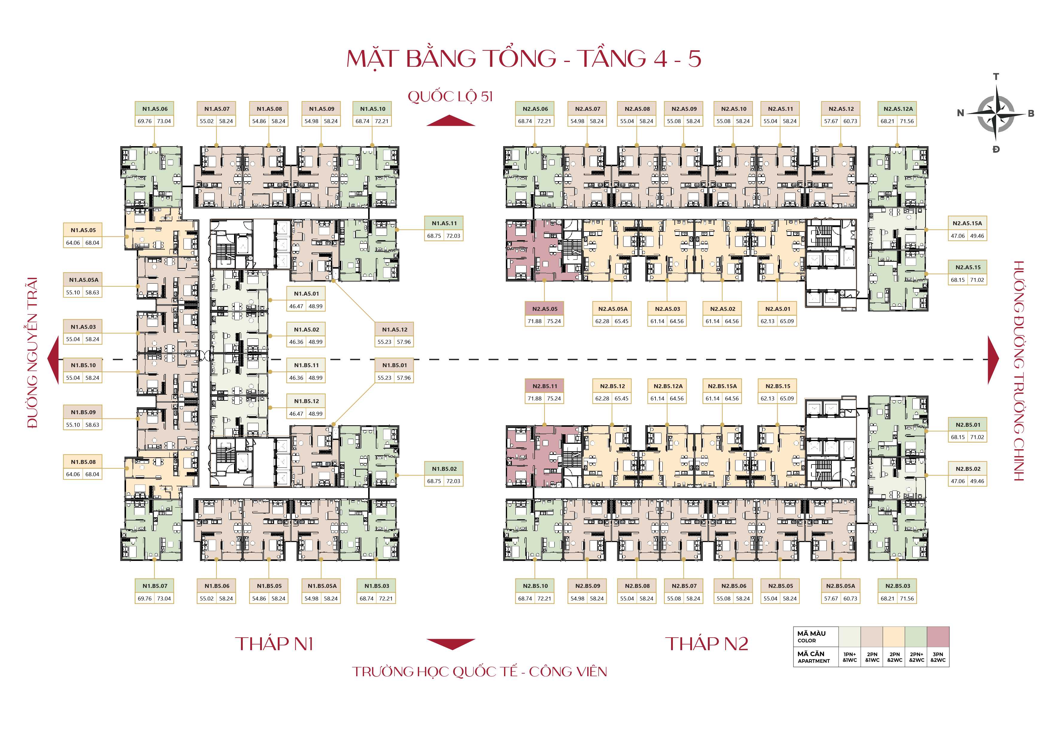 mặt bằng tầng 4, tầng 5 maison grand